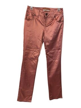 Galliano  vintage Y2KWomen's Metallic rose pink satin Slim Pants